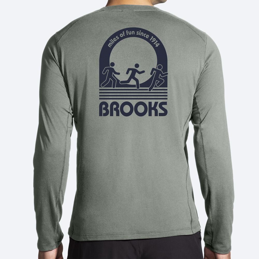 Brooks Distance Long Sleeve 2.0 T-shirt Herr Gröna | SOU-310697