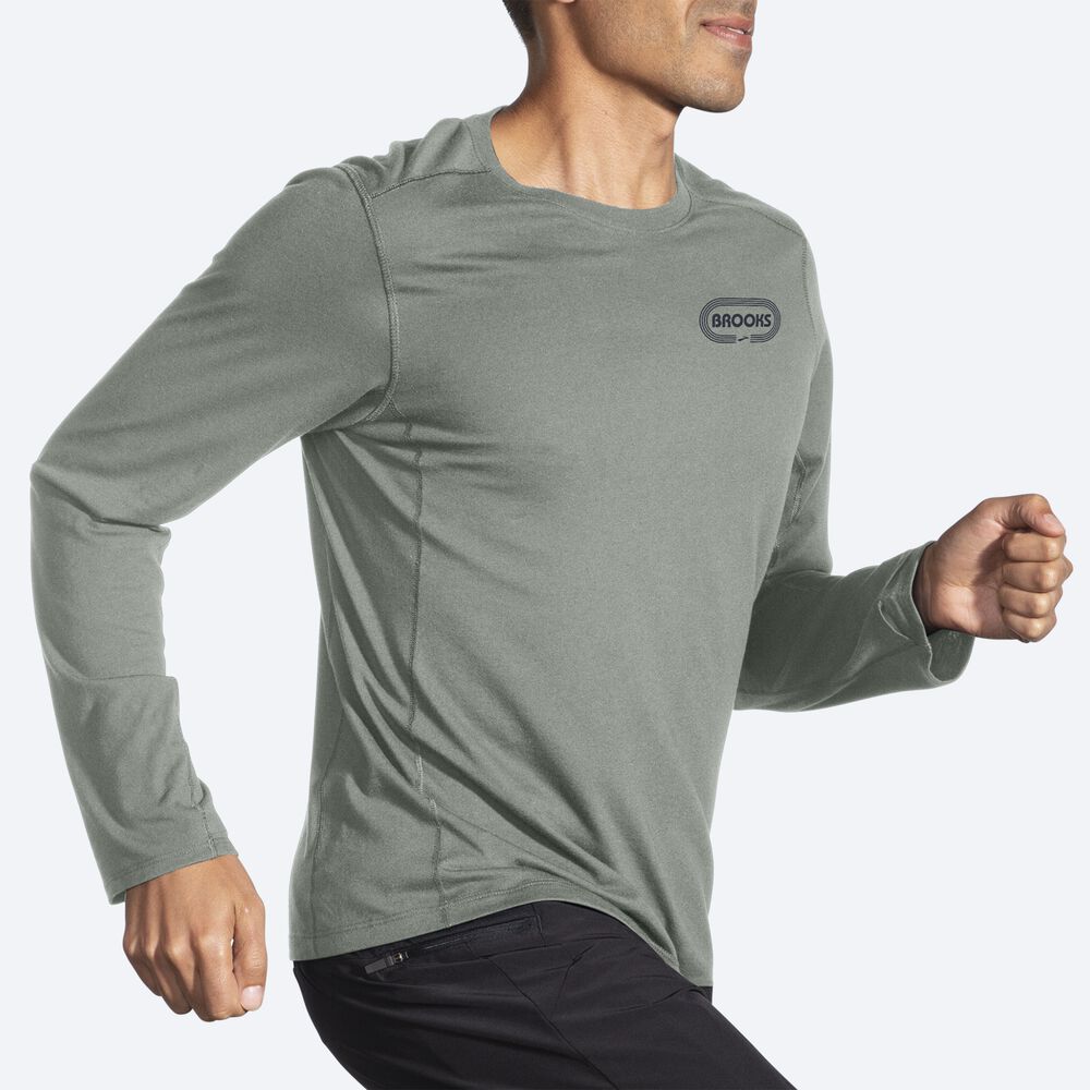 Brooks Distance Long Sleeve 2.0 T-shirt Herr Gröna | SOU-310697