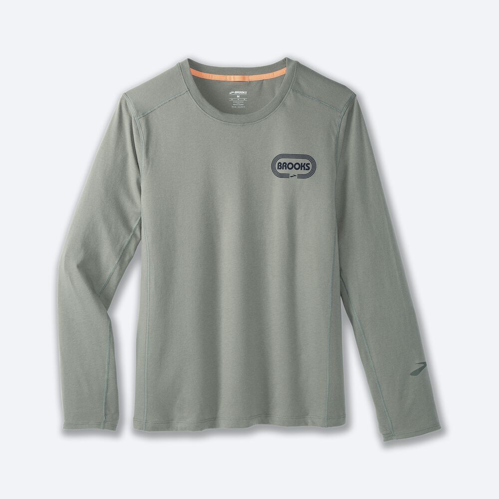 Brooks Distance Long Sleeve 2.0 T-shirt Herr Gröna | SOU-310697