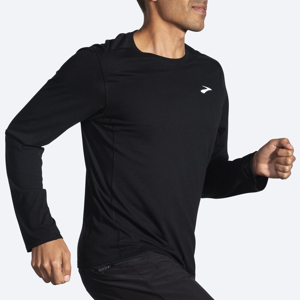 Brooks Distance Long Sleeve 2.0 T-shirt Herr Svarta | XCG-453816