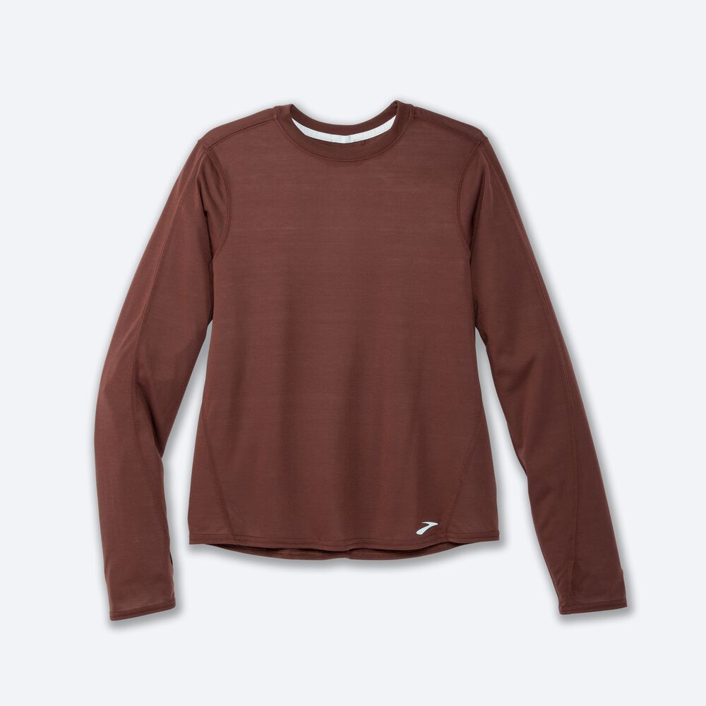 Brooks Distance Long Sleeve T-shirt Dam Choklad | AHD-321598