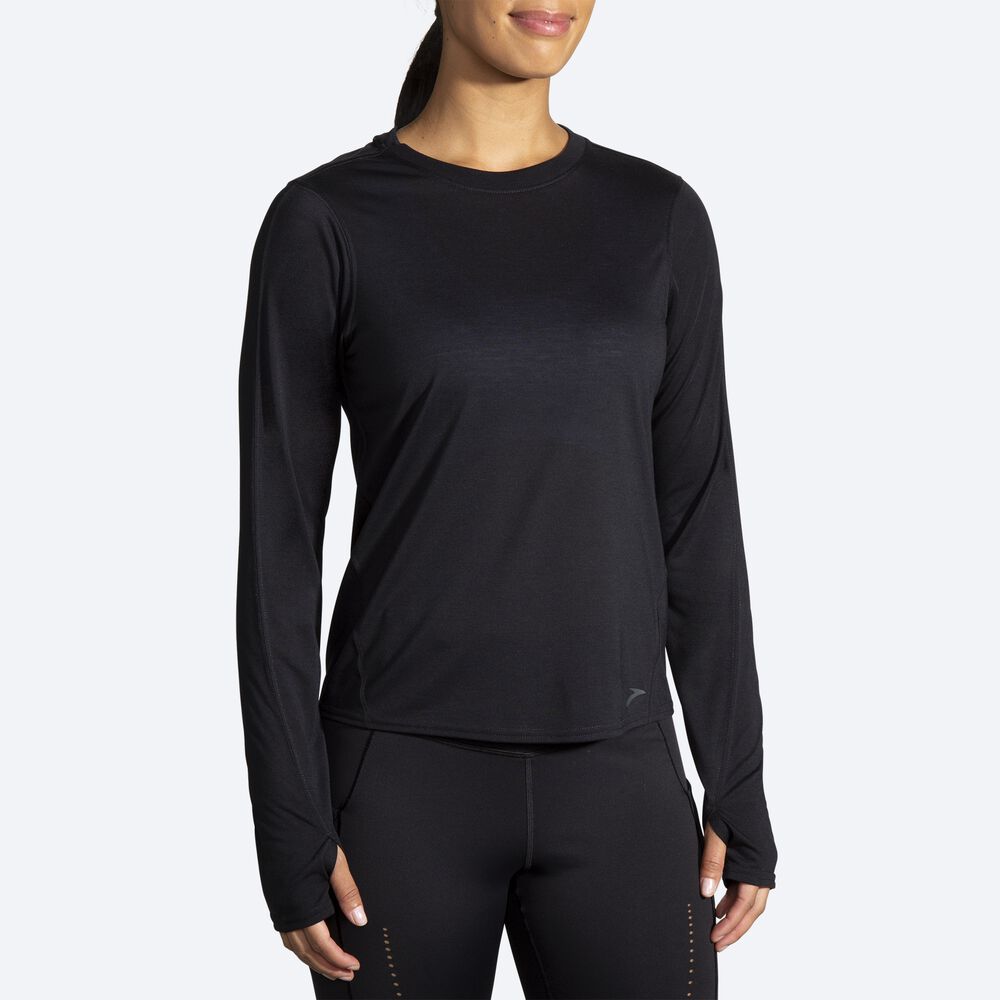 Brooks Distance Long Sleeve T-shirt Dam Svarta | LAT-540823