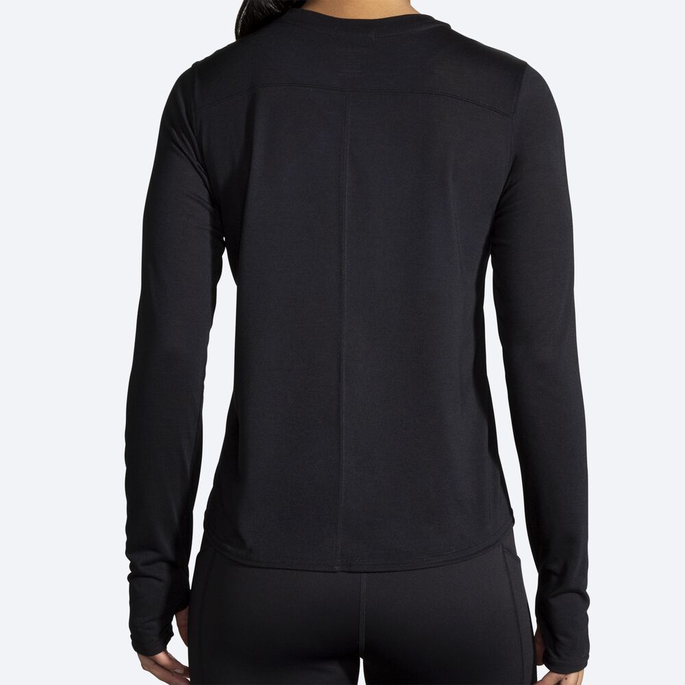 Brooks Distance Long Sleeve T-shirt Dam Svarta | LAT-540823