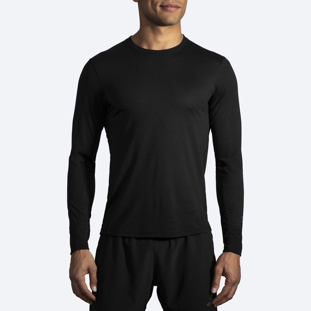 Brooks Distance Long Sleeve T-shirt Herr Svarta | IWG-612970