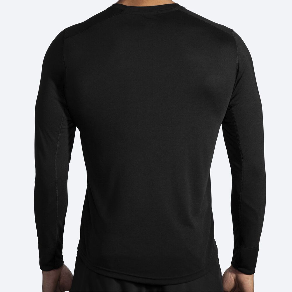 Brooks Distance Long Sleeve T-shirt Herr Svarta | IWG-612970