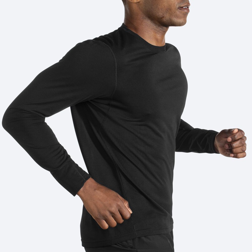 Brooks Distance Long Sleeve T-shirt Herr Svarta | IWG-612970