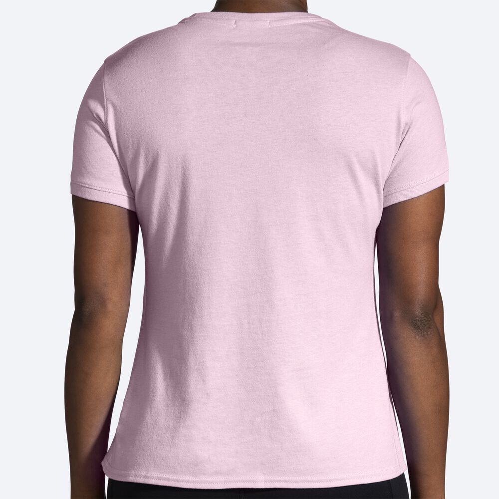 Brooks Distance Short Sleeve 2.0 T-shirt Dam Rosa/Randig | CIQ-017269