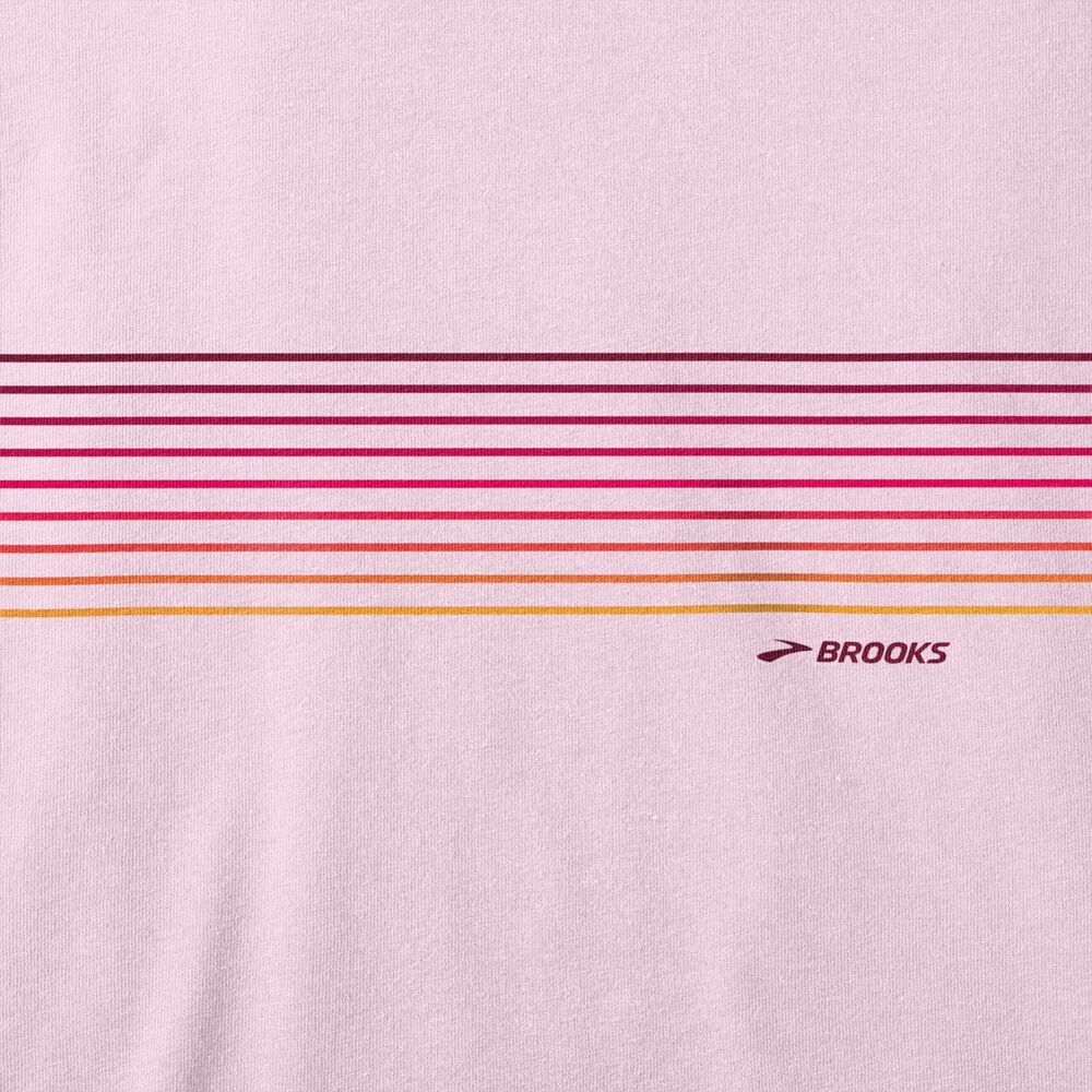 Brooks Distance Short Sleeve 2.0 T-shirt Dam Rosa/Randig | CIQ-017269