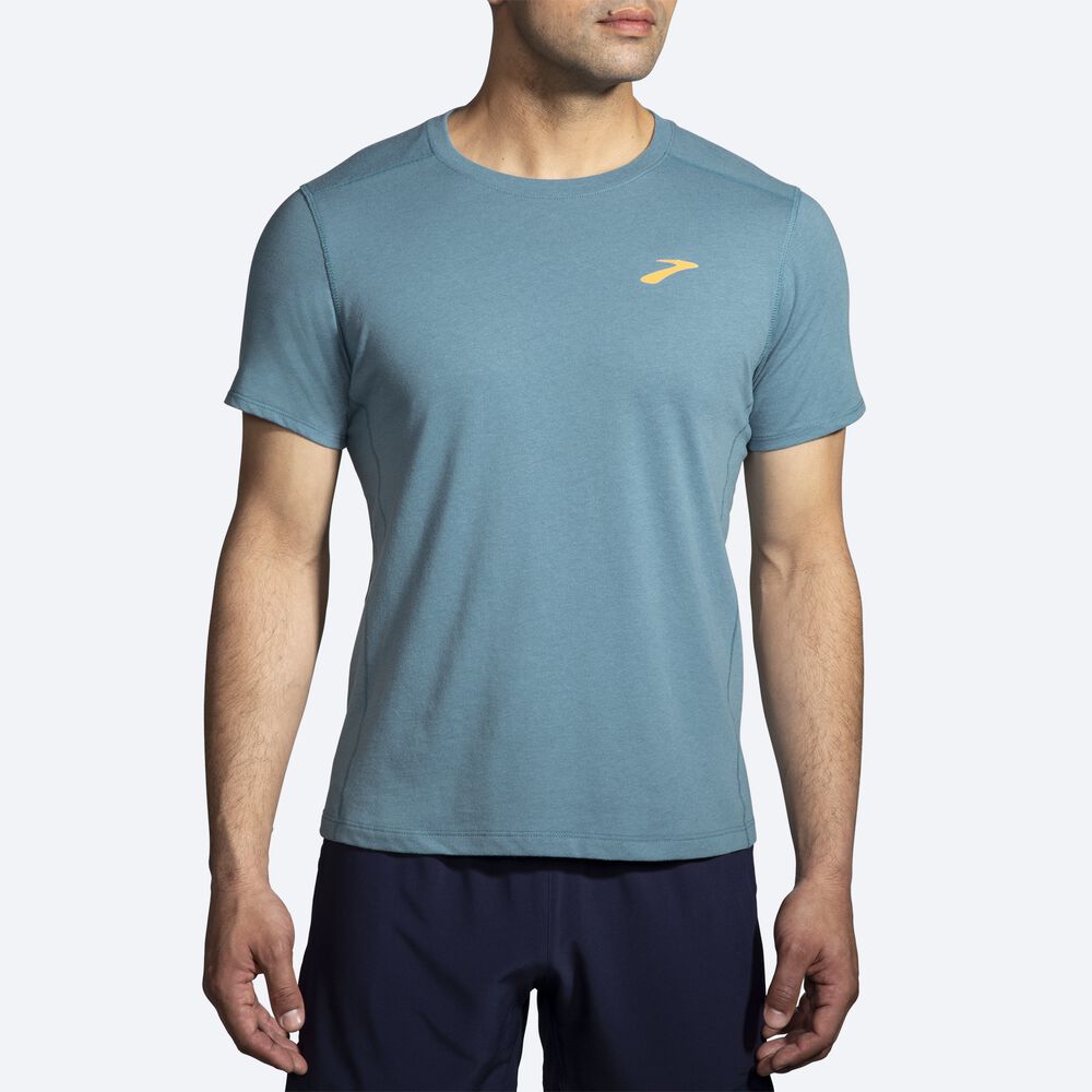 Brooks Distance Short Sleeve 2.0 T-shirt Herr Blå | FJX-174358