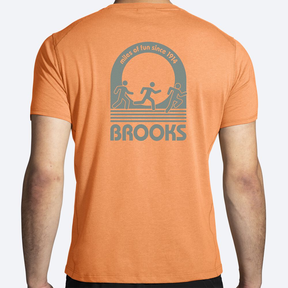 Brooks Distance Short Sleeve 2.0 T-shirt Herr Orange | OUH-653904