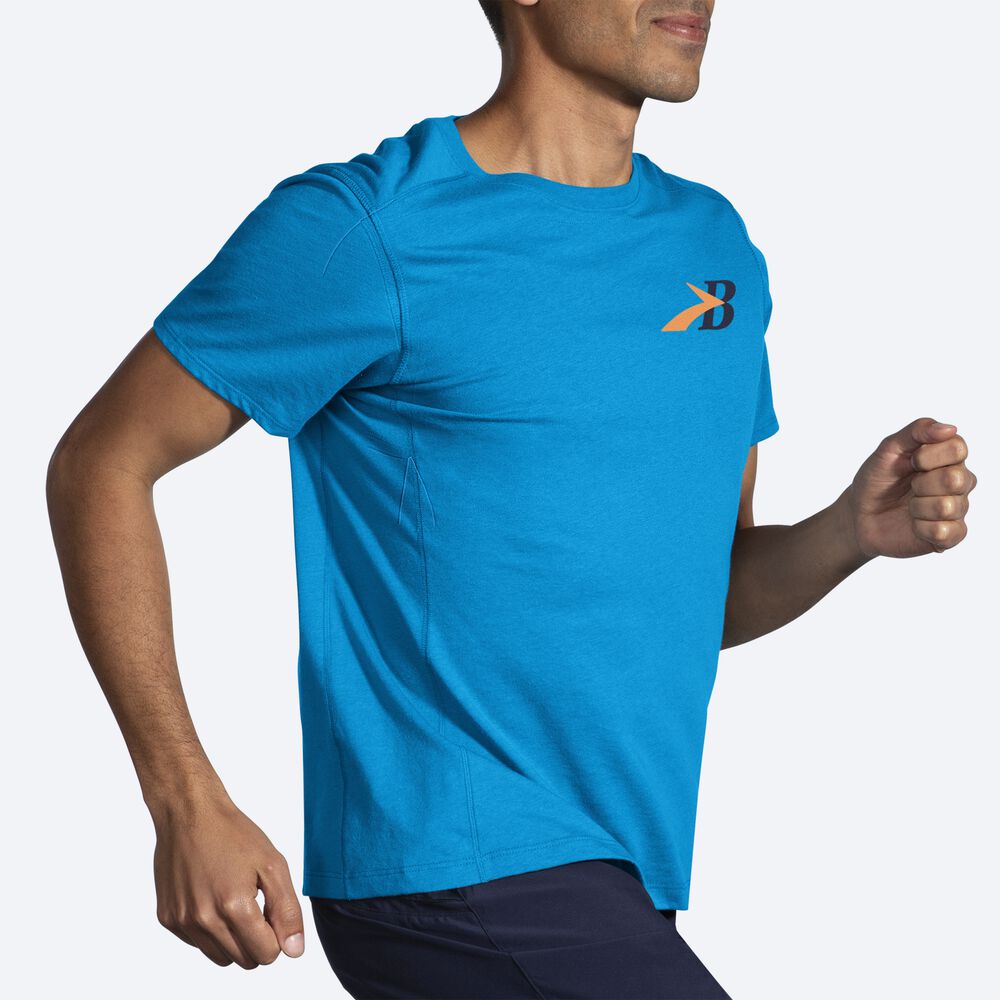 Brooks Distance Short Sleeve 2.0 T-shirt Herr Blå | VSW-024751