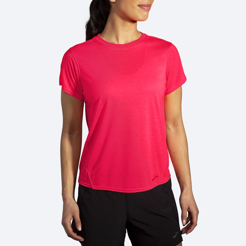 Brooks Distance Short Sleeve T-shirt Dam Rosa | BLU-457128