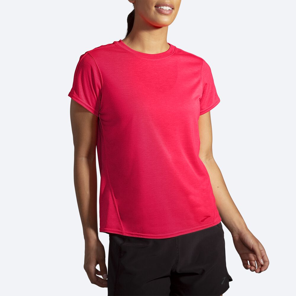 Brooks Distance Short Sleeve T-shirt Dam Rosa | BLU-457128