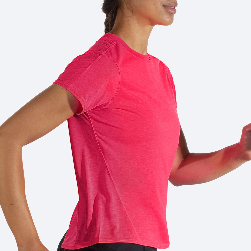 Brooks Distance Short Sleeve T-shirt Dam Rosa | BLU-457128