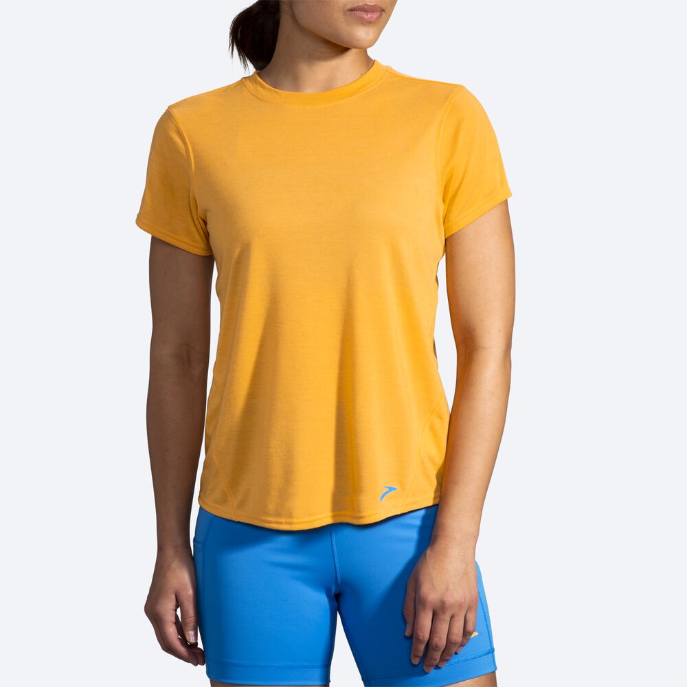 Brooks Distance Short Sleeve T-shirt Dam Gula | VSF-861074