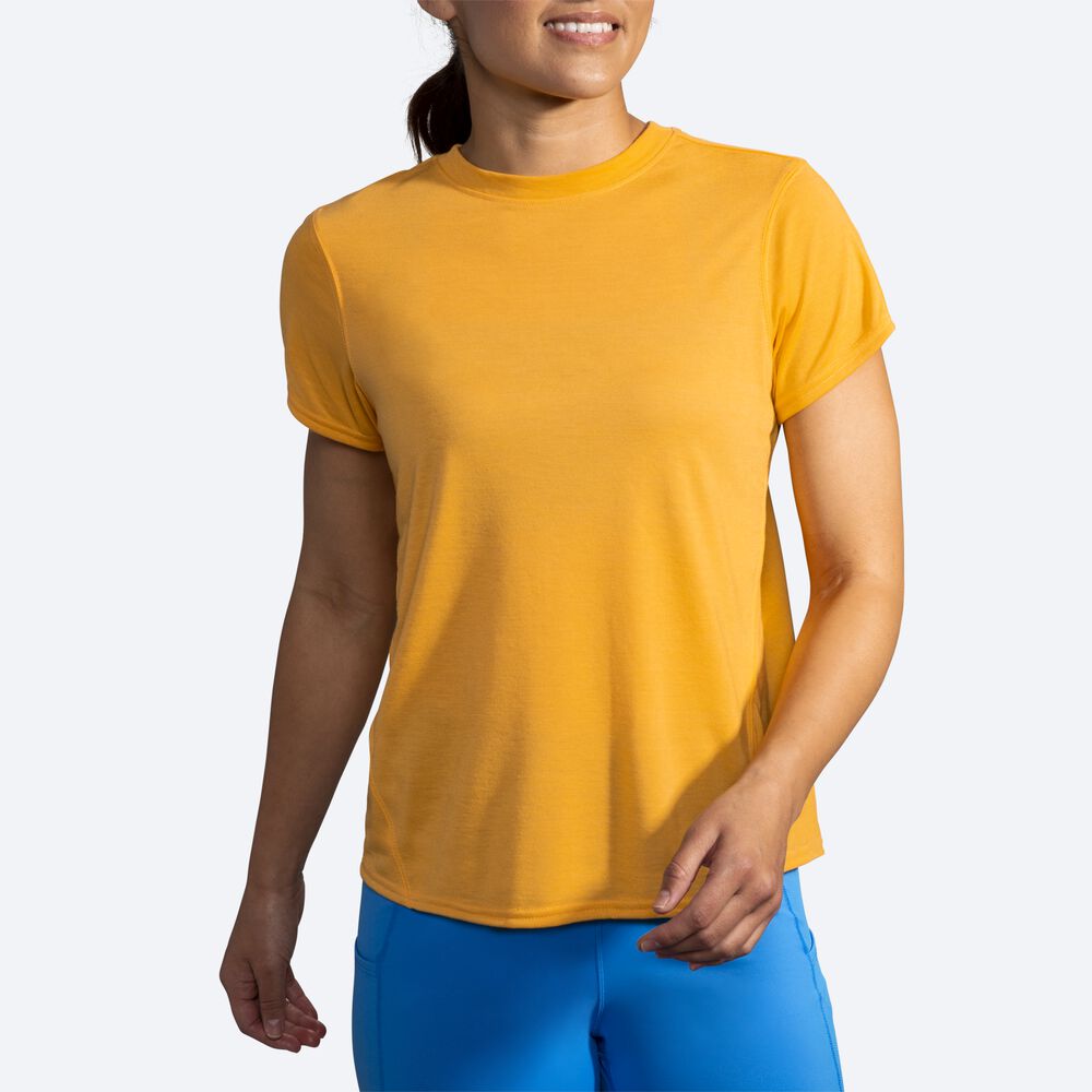 Brooks Distance Short Sleeve T-shirt Dam Gula | VSF-861074