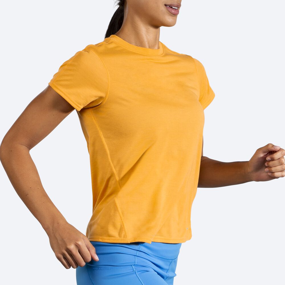 Brooks Distance Short Sleeve T-shirt Dam Gula | VSF-861074