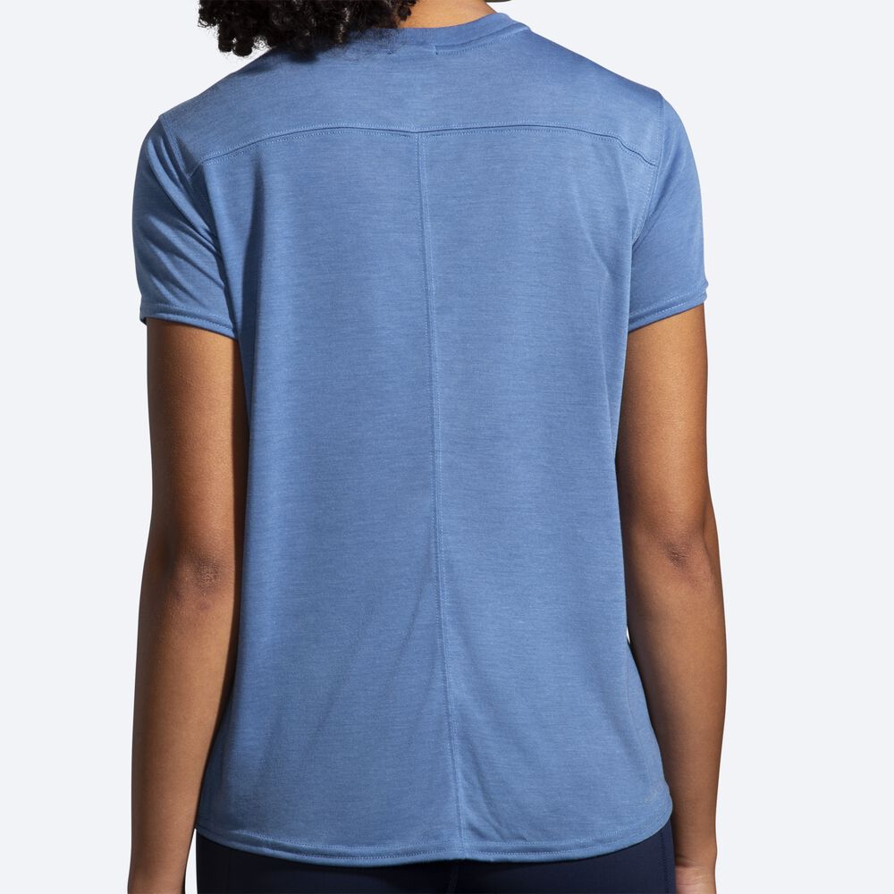 Brooks Distance Short Sleeve T-shirt Dam Blå Grå | WJT-792308