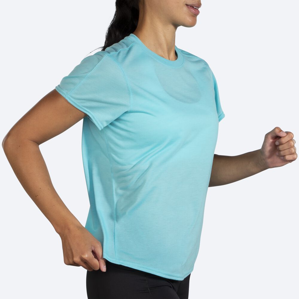 Brooks Distance Short Sleeve T-shirt Dam Turkos | ZEG-319256