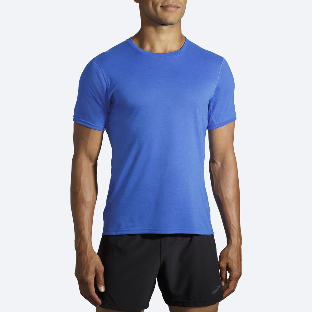 Brooks Distance Short Sleeve T-shirt Herr Blå | CUM-548103