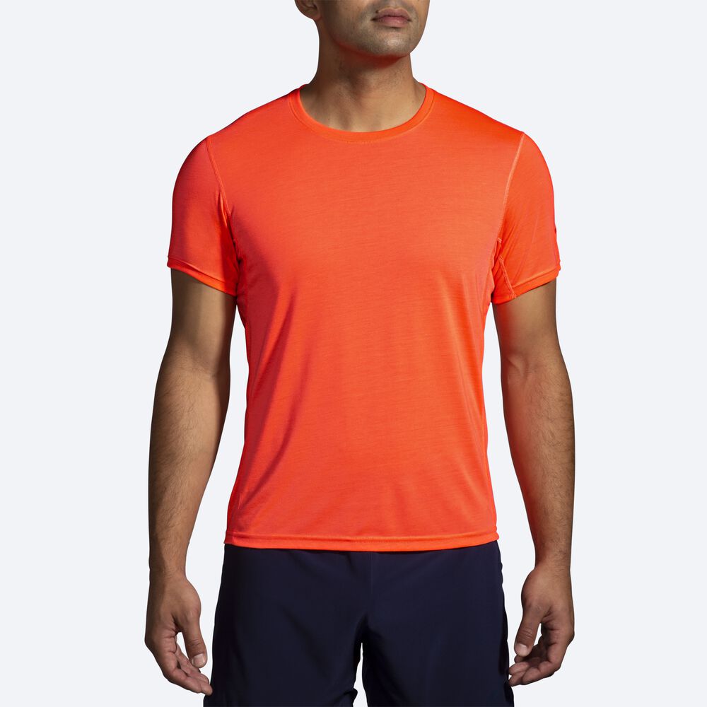 Brooks Distance Short Sleeve T-shirt Herr Orange | QOG-902574