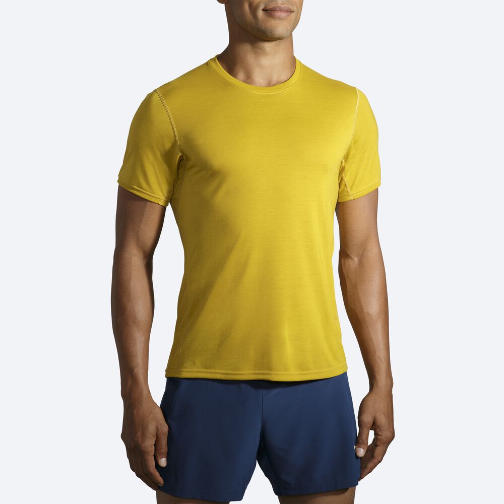 Brooks Distance Short Sleeve T-shirt Herr Guld | SXU-869310