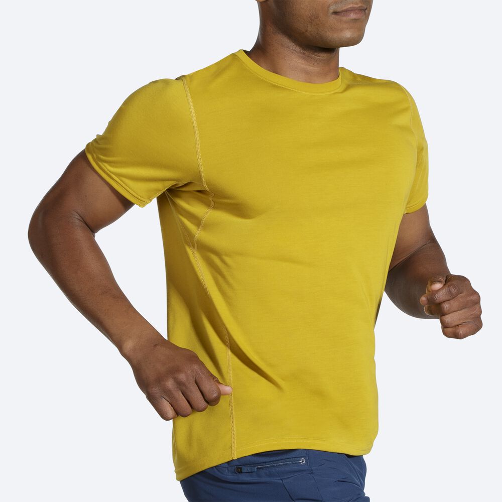 Brooks Distance Short Sleeve T-shirt Herr Guld | SXU-869310