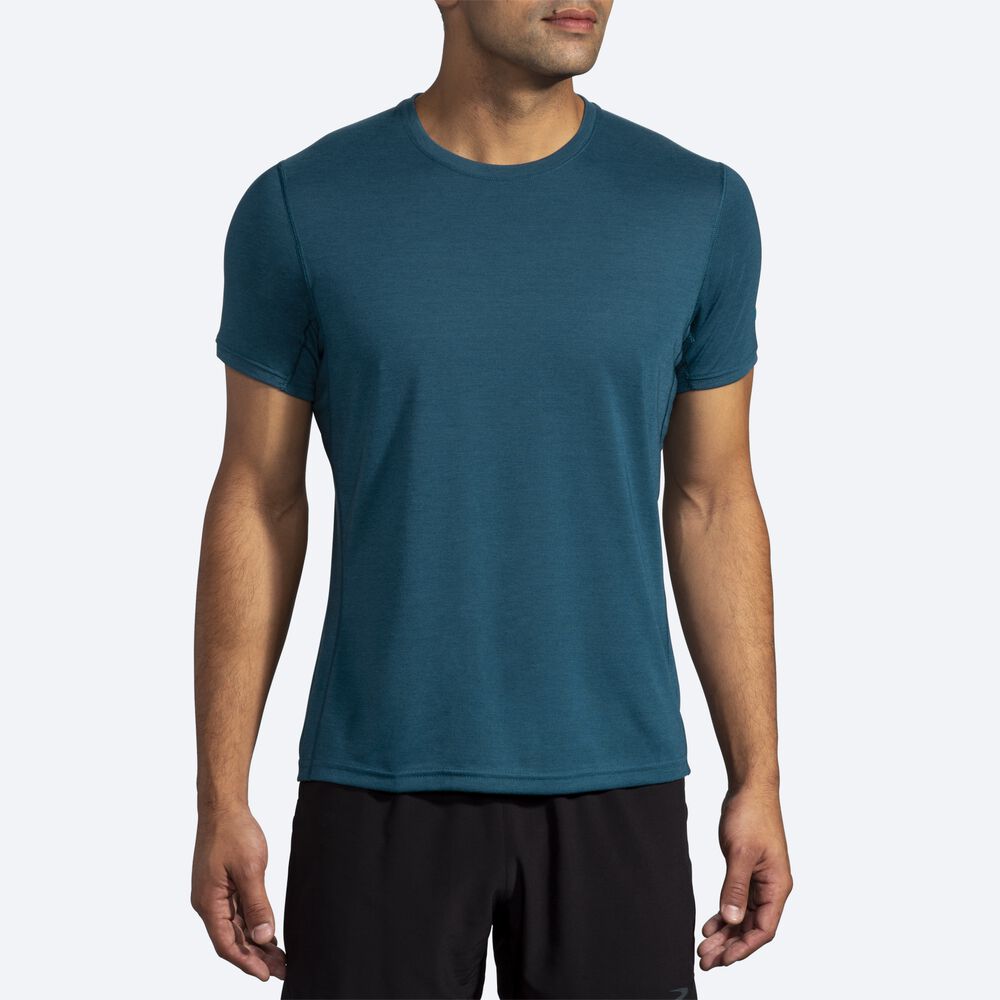 Brooks Distance Short Sleeve T-shirt Herr MörkGröna | UYS-168073