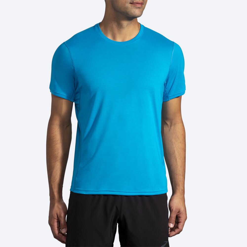 Brooks Distance Short Sleeve T-shirt Herr Blå | XUF-485231