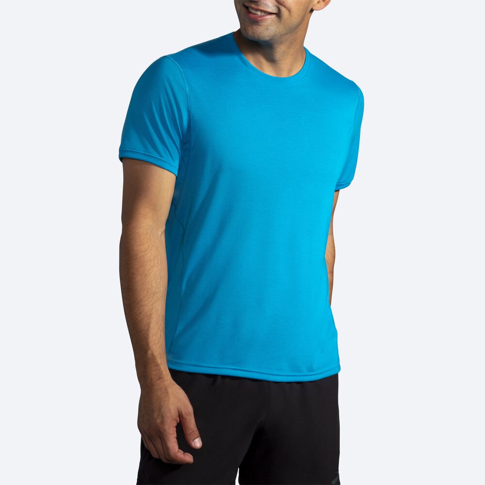 Brooks Distance Short Sleeve T-shirt Herr Blå | XUF-485231