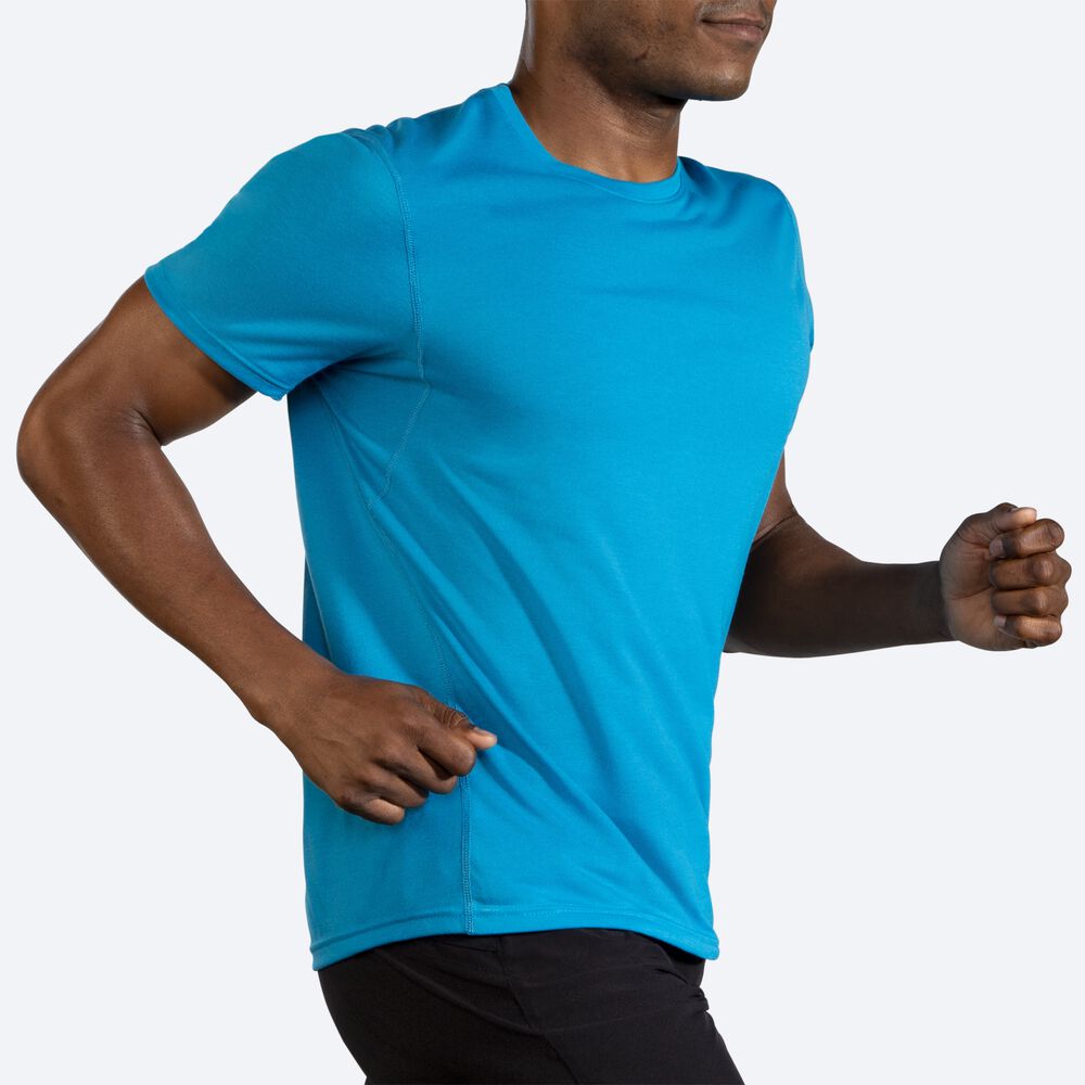 Brooks Distance Short Sleeve T-shirt Herr Blå | XUF-485231