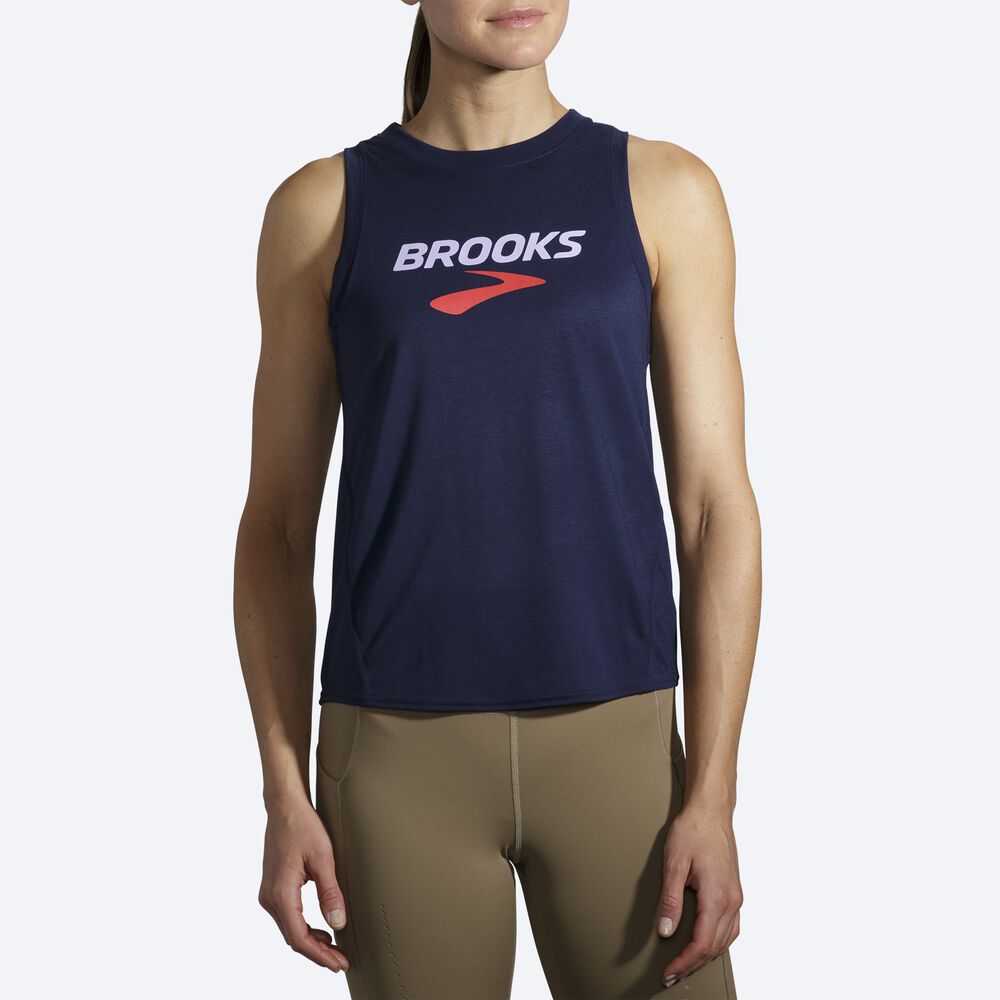 Brooks Distance Tryck Linnen Dam Marinblå | MKS-104652