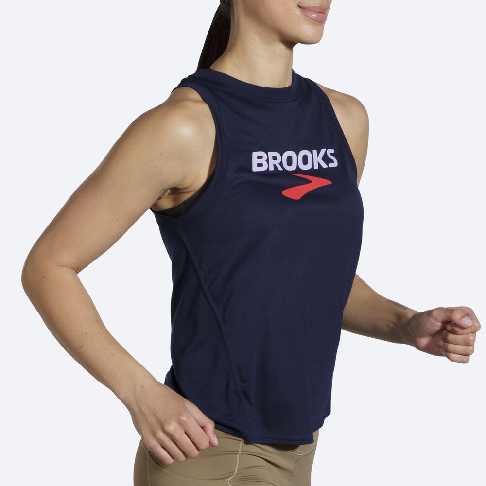 Brooks Distance Tryck Linnen Dam Marinblå | MKS-104652