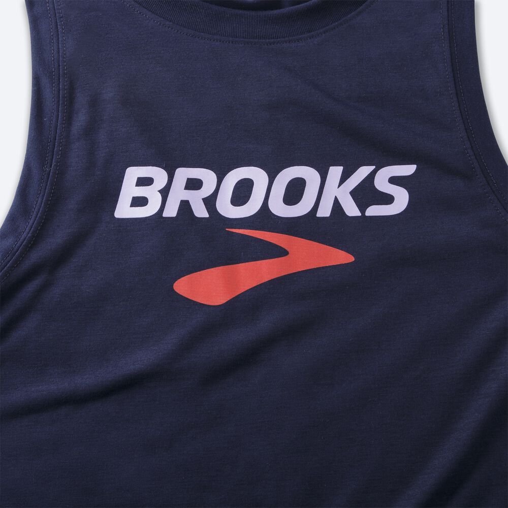 Brooks Distance Tryck Linnen Dam Marinblå | MKS-104652