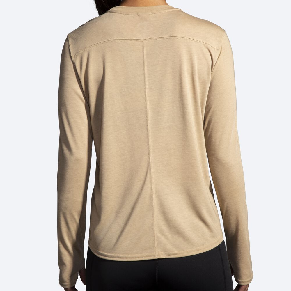 Brooks Distance Tryck Long Sleeve T-shirt Dam Beige | HXQ-481529