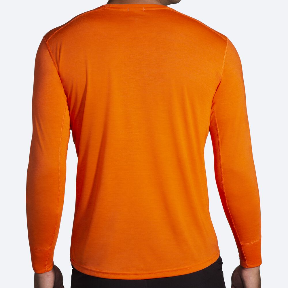 Brooks Distance Tryck Long Sleeve T-shirt Herr Orange | IYS-135024