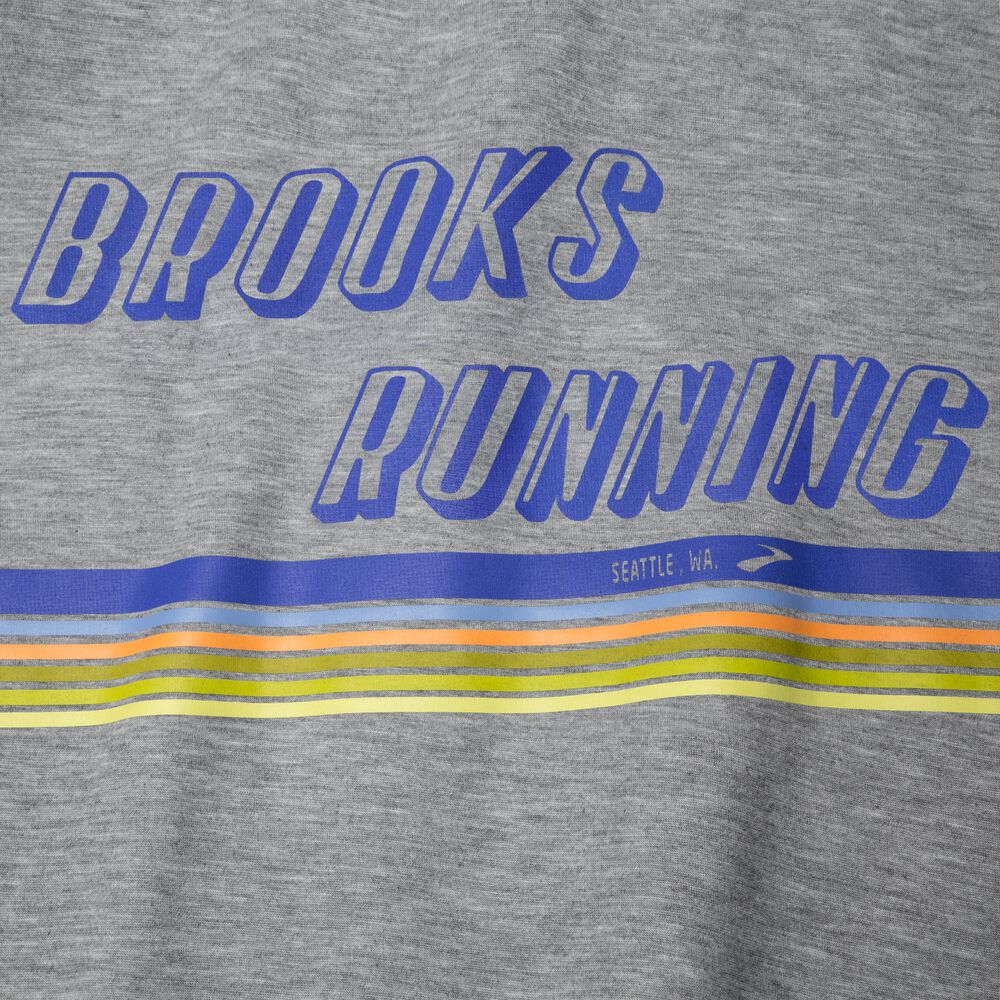 Brooks Distance Tryck Short Sleeve T-shirt Herr Grå/Randig | ETN-602413