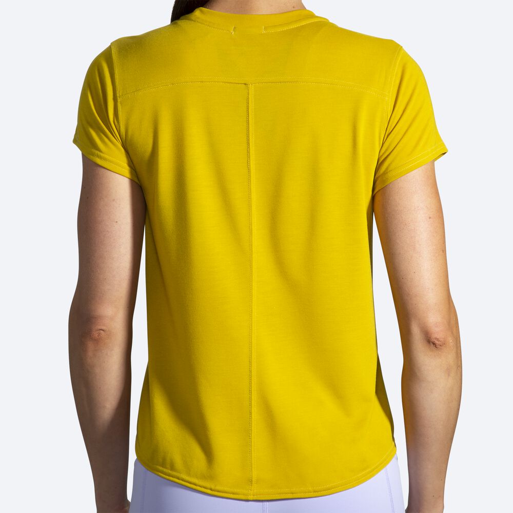 Brooks Distance Tryck Short Sleeve T-shirt Dam Guld | GOH-841273