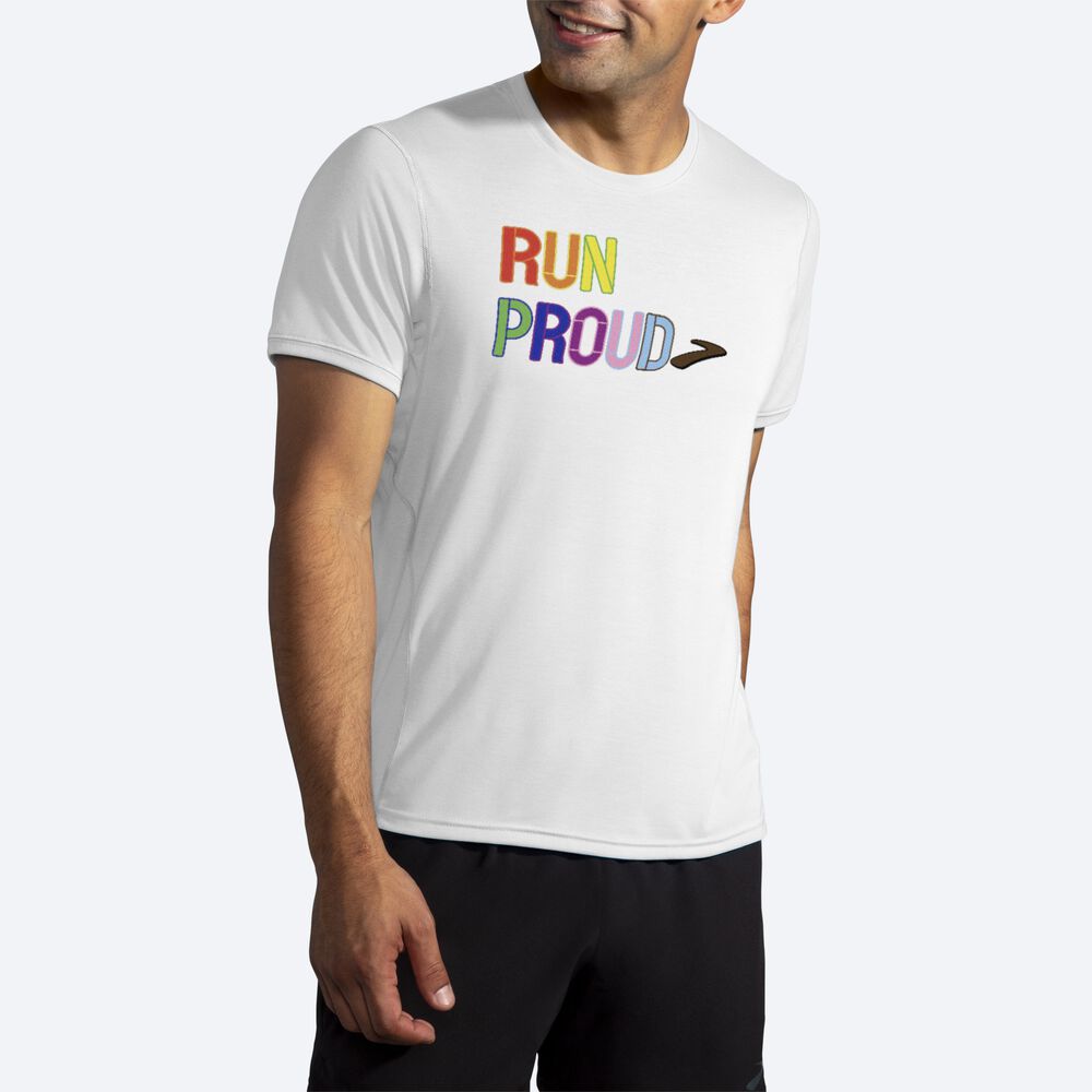 Brooks Distance Tryck Short Sleeve T-shirt Herr Vita | GRZ-504276