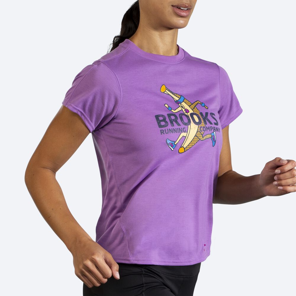 Brooks Distance Tryck Short Sleeve T-shirt Dam Lila | HMA-574802