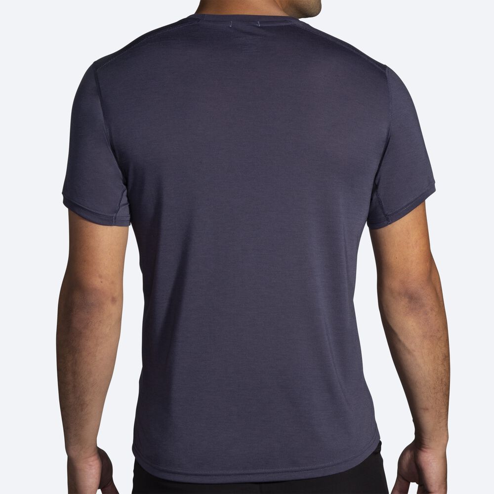 Brooks Distance Tryck Short Sleeve T-shirt Herr Marinblå | IJG-165803