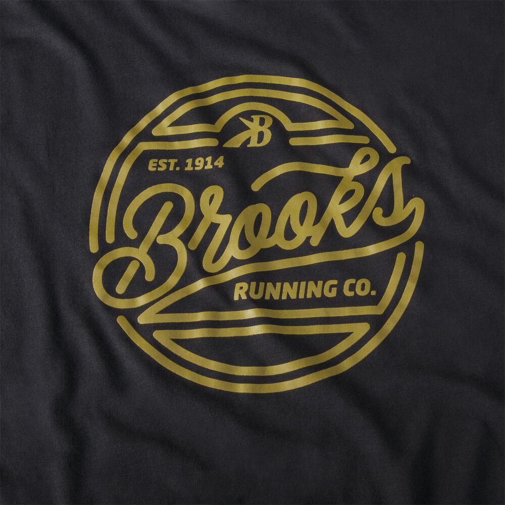 Brooks Distance Tryck Short Sleeve T-shirt Herr Svarta/Guld | JAQ-974061