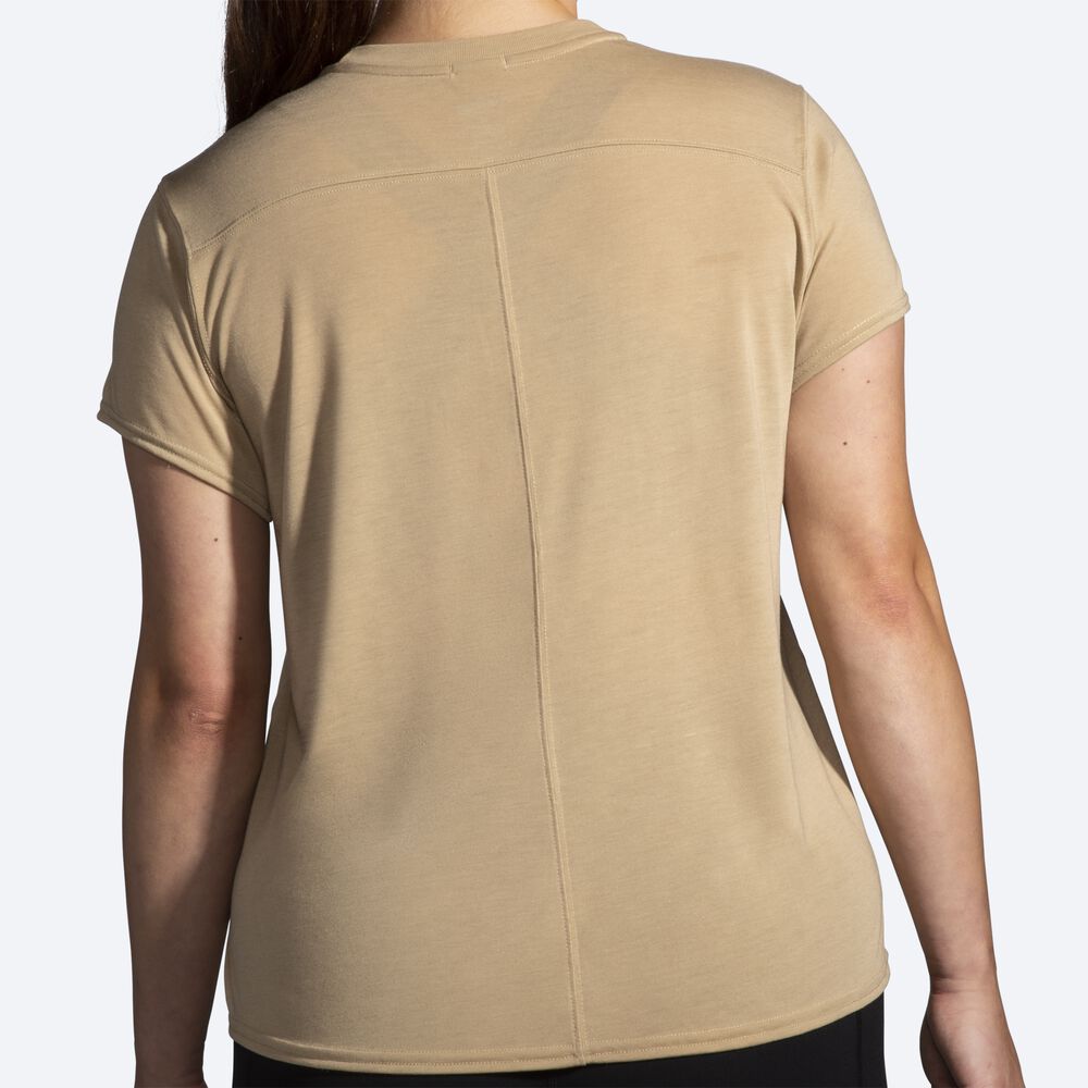 Brooks Distance Tryck Short Sleeve T-shirt Dam Beige | JPM-938510