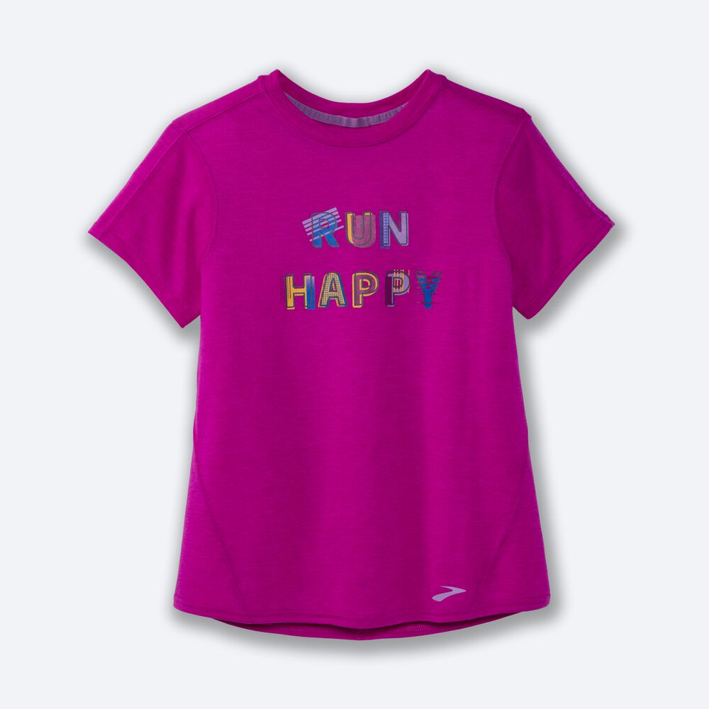 Brooks Distance Tryck Short Sleeve T-shirt Dam Rosa | MXS-075469