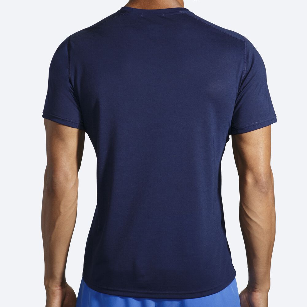 Brooks Distance Tryck Short Sleeve T-shirt Herr Marinblå/Blå | NYZ-431970