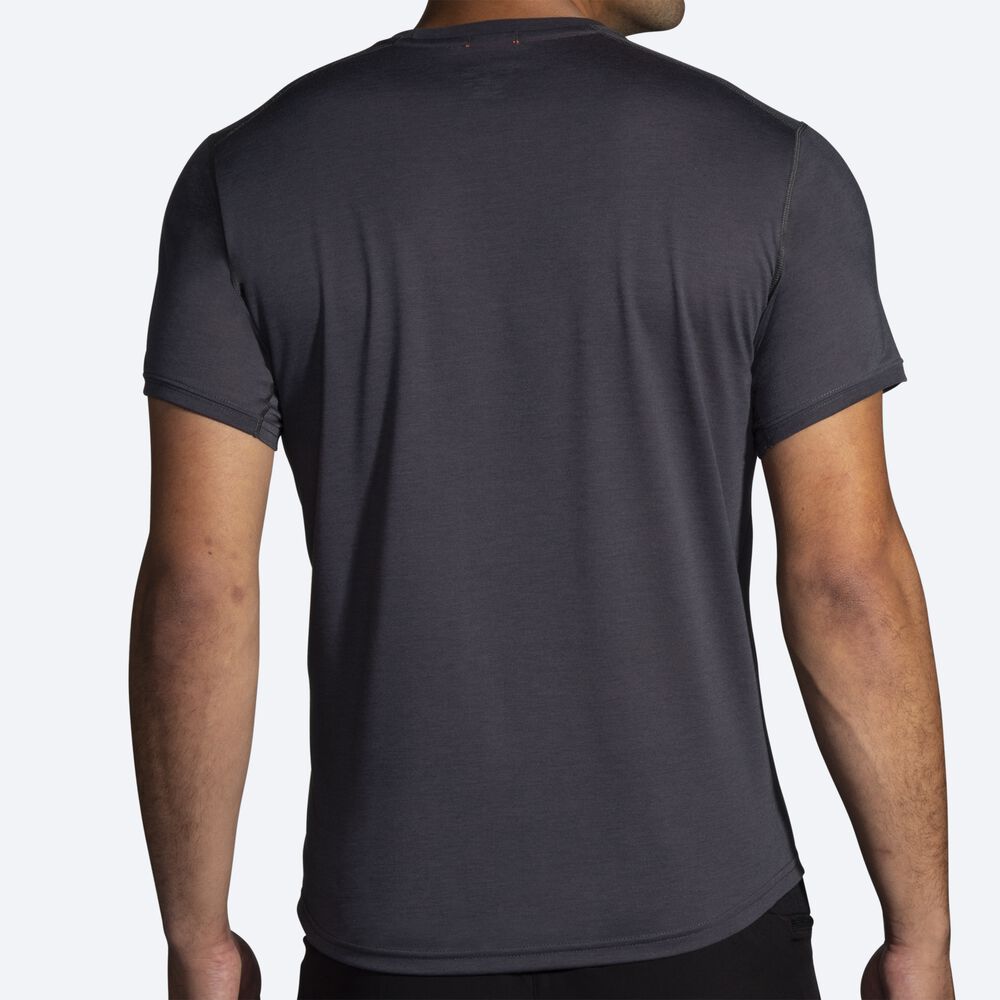 Brooks Distance Tryck Short Sleeve T-shirt Herr Grå | OJZ-386512