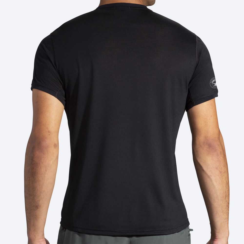 Brooks Distance Tryck Short Sleeve T-shirt Herr Svarta | QUR-934072