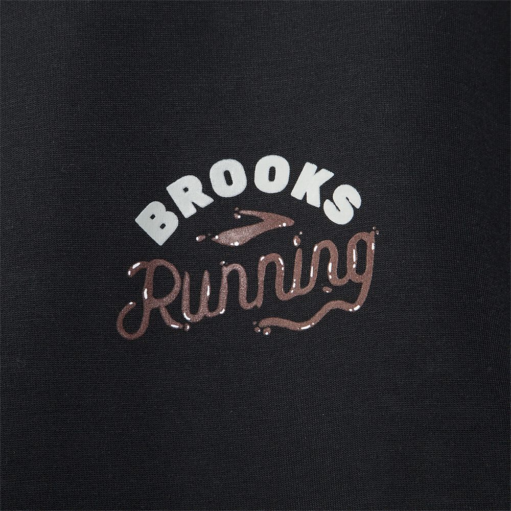 Brooks Distance Tryck Short Sleeve T-shirt Herr Svarta | RAN-894617