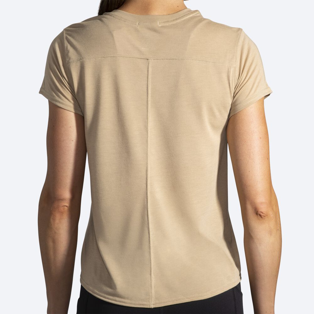 Brooks Distance Tryck Short Sleeve T-shirt Dam Beige | UAC-326085