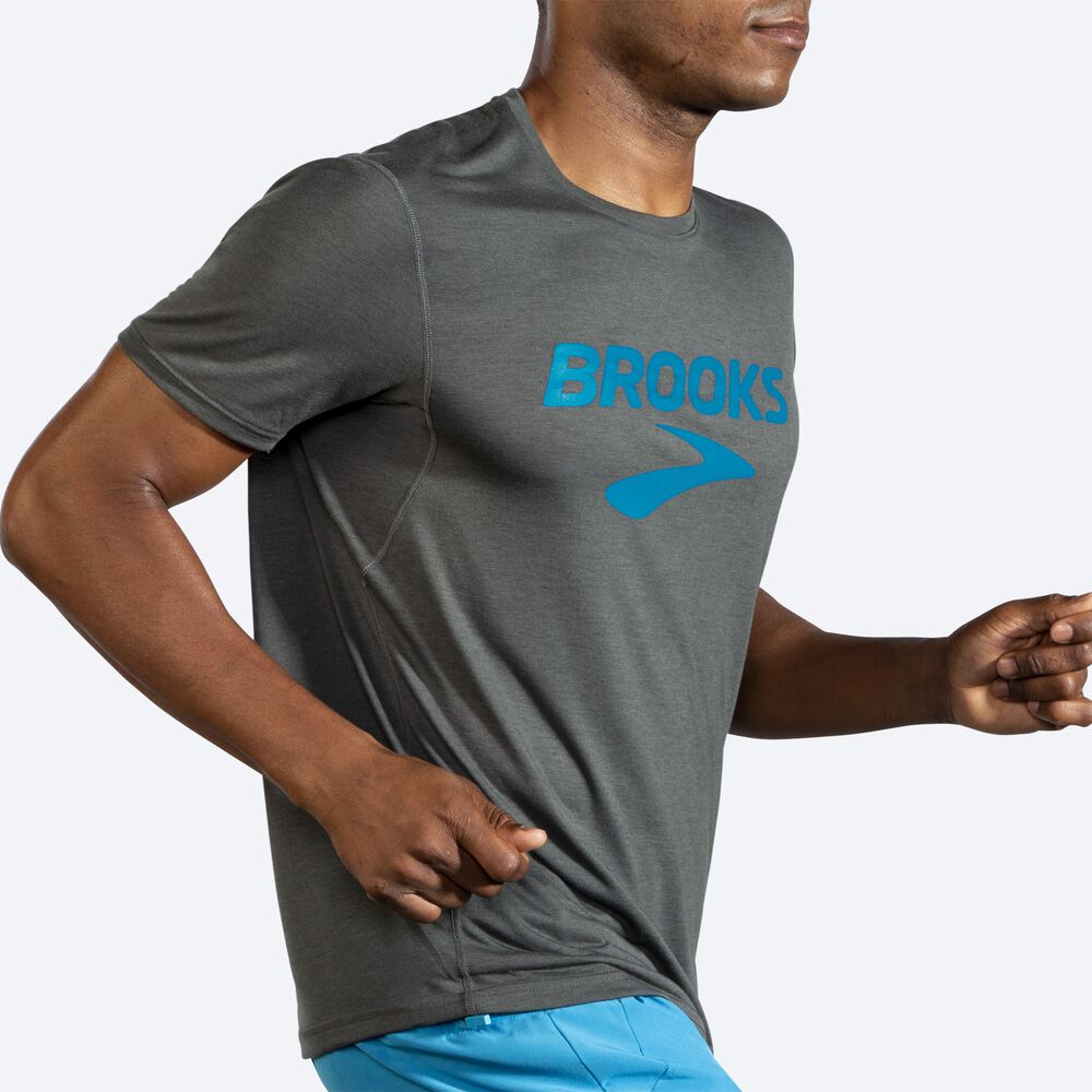 Brooks Distance Tryck Short Sleeve T-shirt Herr Mörk | VAL-394582